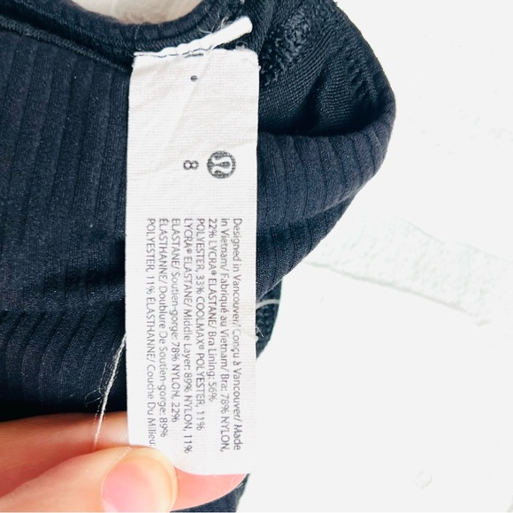Lululemon Ribbed Nulu Asymmetrical Yoga Bra Size 8 with padding Black - Picture 8 of 16